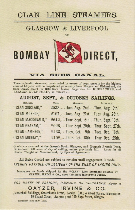 Clan Line Schedule for 1888
